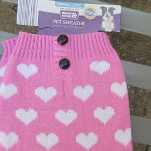 Heart to Tail Pink Medium Hearts with Cute Buttons  Sweater NWT